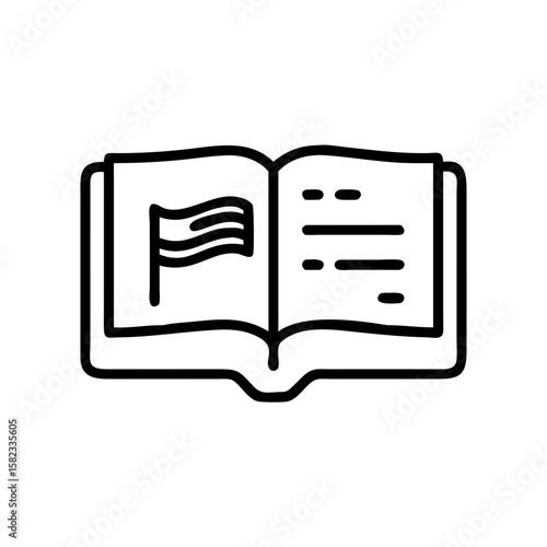 Constitution book with waving flag symbolizes governmental principles and civic duty. This constitution book signifies national identity and patriotic values.