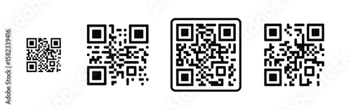 Realistic qr code sticker identification tracking code serial number product id with digital