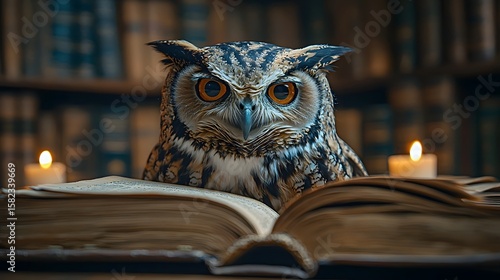 Wallpaper Mural A wise owl amid ancient books and warm candlelight Torontodigital.ca