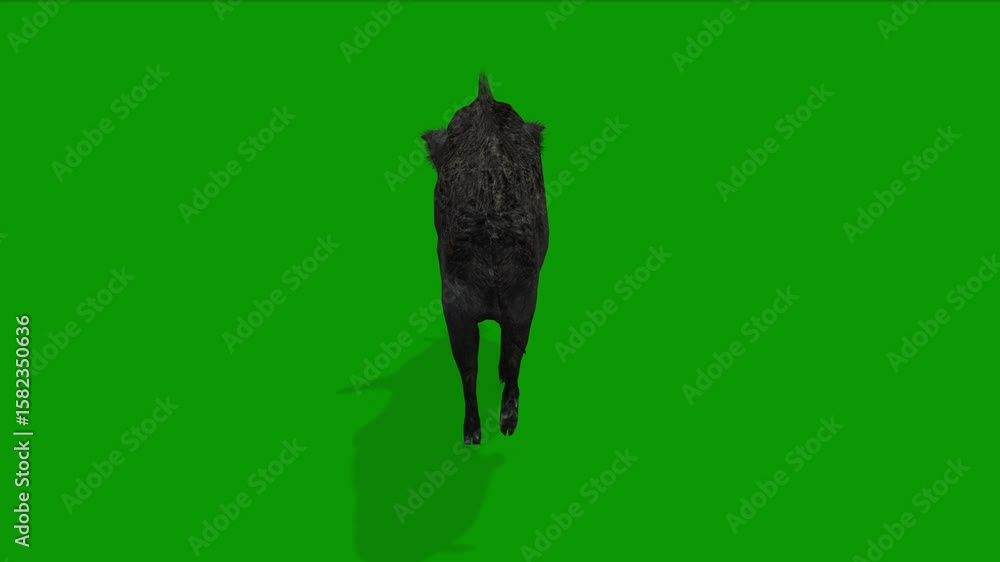 Realistic Boar Animation on Green Screen-Back Side View Render Stock ...