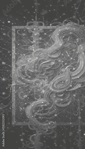 Water drops on a black textured surface with a grunge pattern