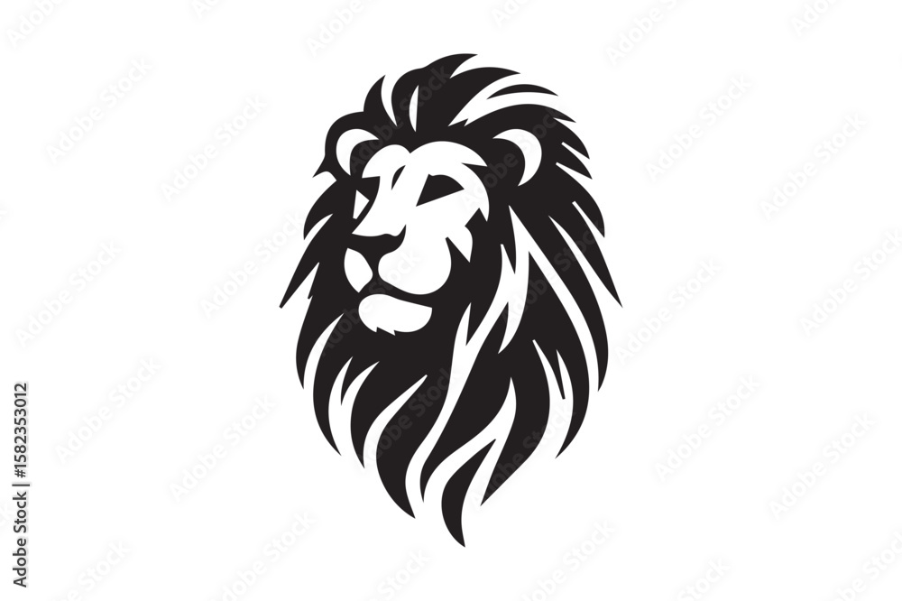 Obraz premium lion Silhouette logo. Beautiful, creative Black and White lioness, fighter, lionheart.