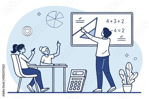Interactive Math Class Vector Illustration