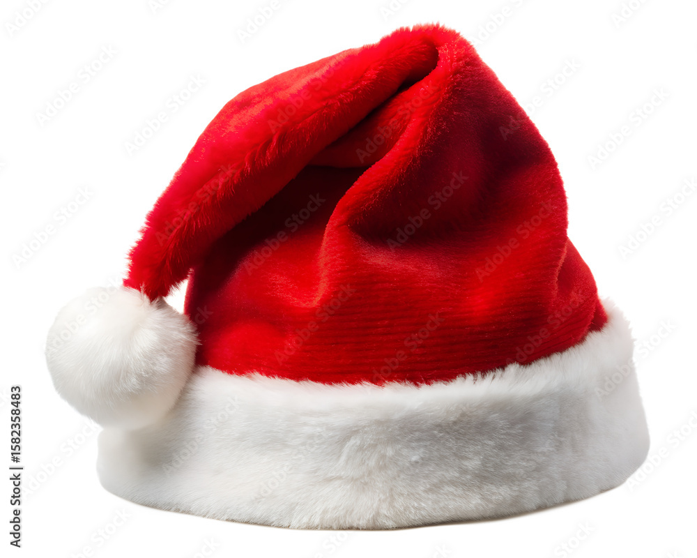 A classic red and white santa hat sits on a transparent background, symbolizing the joy and festive spirit of the christmas holiday isolated on transparent background A classic red and white santa hat sits on a transparent background, symbolizing the joy and festive spirit of the christmas holiday isolated on transparent background