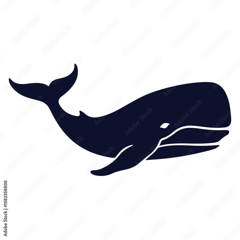 Obraz premium Silhouette Style Vector Blue Whale Logo Icon – Minimalist Ocean Animal Design, Marine Wildlife Symbol, Nautical Sea Creature Emblem, Isolated Graphic for Branding and Nature Themes