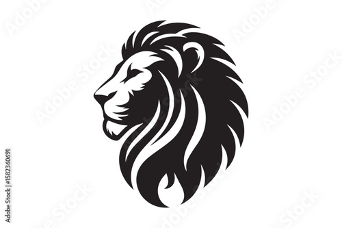 lion Silhouette logo. Creative Black and White lioness, fighter, lionheart.