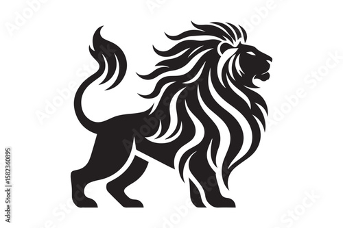 lion Silhouette logo. Creative Black and White lioness, fighter, lionheart.