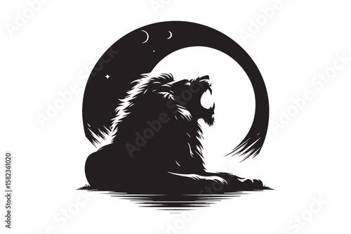 lion Silhouette logo. Creative Black and White lioness, fighter, lionheart.