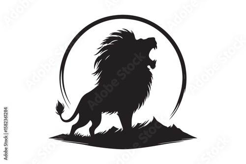lion Silhouette logo. Creative Black and White lioness, fighter, lionheart.