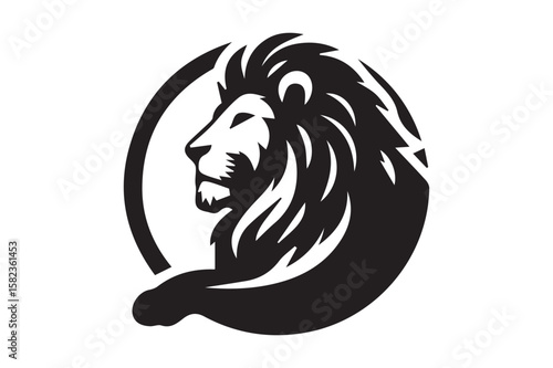 lion Silhouette logo. Creative Black and White lioness, fighter, lionheart.