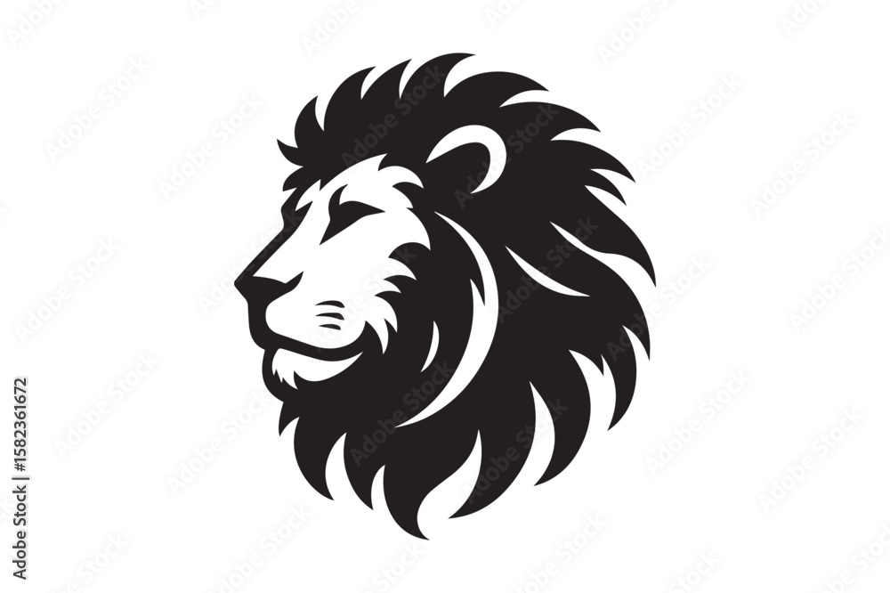 Fototapeta premium lion Silhouette logo. Creative Black and White lioness, fighter, lionheart.
