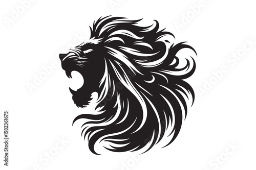 lion Silhouette logo. Creative Black and White lioness, fighter, lionheart.