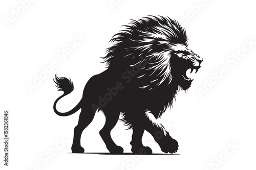 lion Silhouette logo. Creative Black and White lioness, fighter, lionheart.