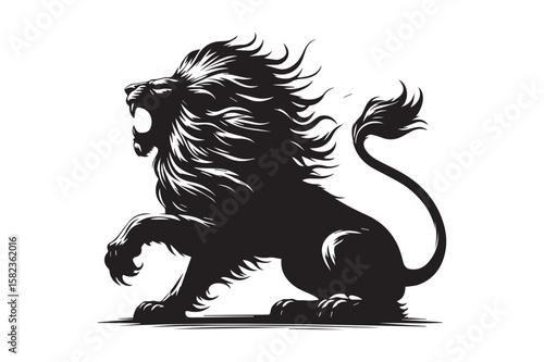 lion Silhouette logo. Creative Black and White lioness, fighter, lionheart.