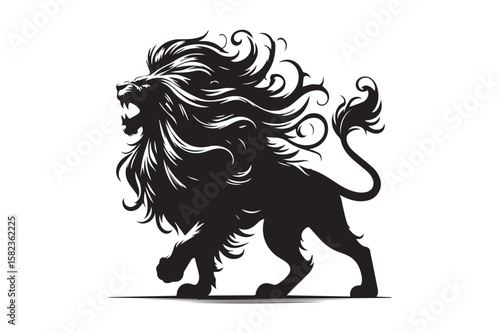 lion Silhouette logo. Creative Black and White lioness, fighter, lionheart.