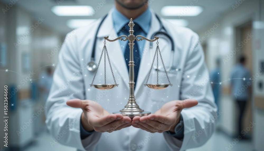 custom made wallpaper toronto digitalDoctor holding scales of justice, symbolizing medical ethics and fairness