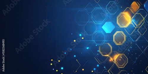 Blue and Gold Tech Pattern Background