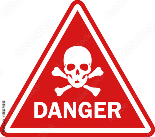 The warning sign that says Danger has a skull on top.