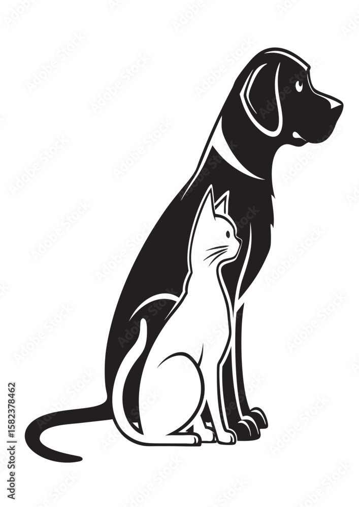 Naklejka premium dog and cat