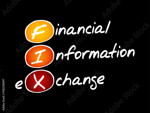 FIX - Financial Information eXchange - electronic communications protocol for international real-time exchange  of information, acronym text concept background