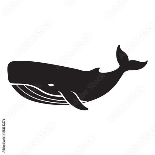 Silhouette Style Vector Blue Whale Logo Icon – Minimalist Ocean Animal Design, Marine Wildlife Symbol, Nautical Sea Creature Emblem, Isolated Graphic for Branding and Nature Themes