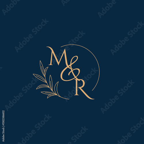 MR Initial Wedding Monogram Logo with Minimalistic Style