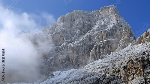 Wallpaper Mural Snowy mountain peaks with mist Torontodigital.ca