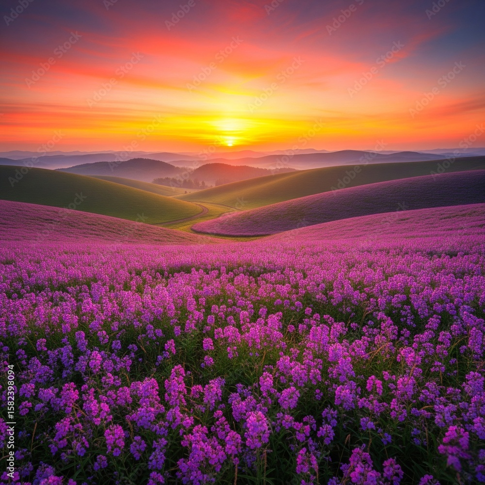 Fototapeta premium lavender field at sunset