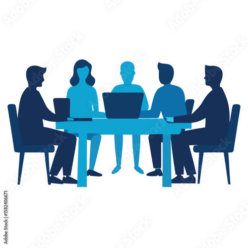 Business people having a meeting in office and cafe sitting around table discussing teamwork