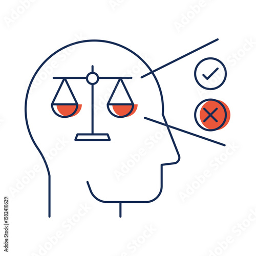 Decision Making – Scales Representing Balanced Judgments and Rational Decisions. Vector Icon