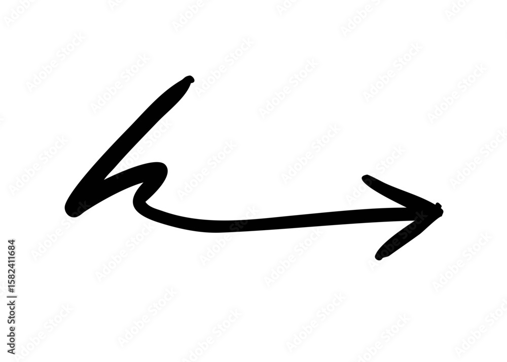Hand-drawn arrow with dynamic curve Hand-drawn arrow with dynamic curve
