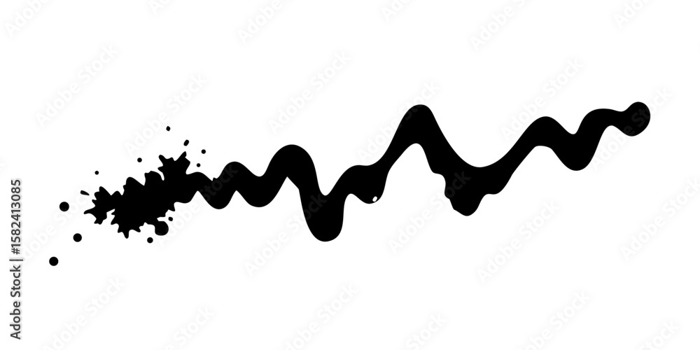 Bold black ink line with splash accents Bold black ink line with splash accents
