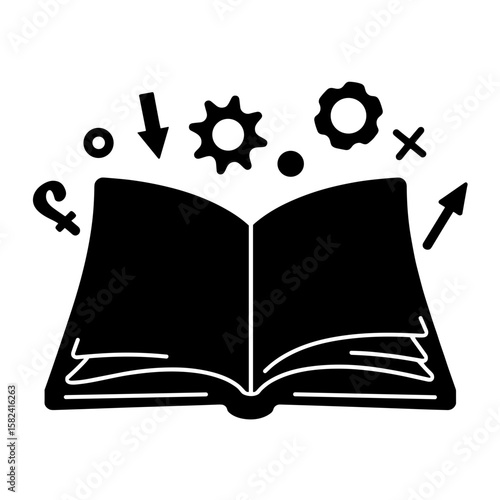 Open book with math symbols – Education learning illustration, study materials