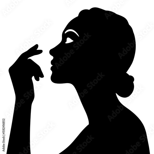 Silhouette of woman applying cream, skincare beauty routine, self-care