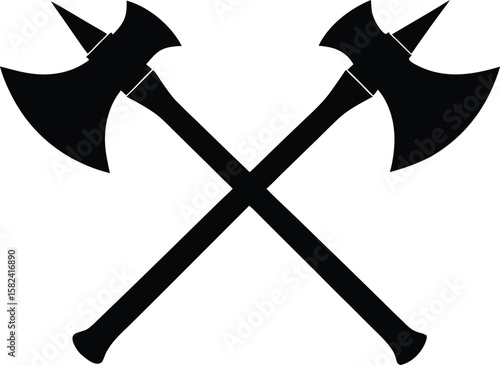  Two axe silhouette vector, axe icon illustration