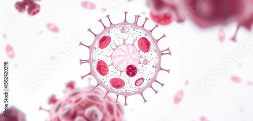 Single cancer cell, microscopic view, isolated on white, diagnosis, healthcare