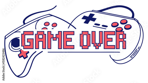 A bold 'Game Over' graphic featuring classic gaming controllers, perfect for gaming enthusiasts.