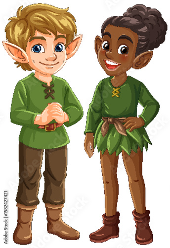 Charming Elf Characters in Vibrant Vector Style