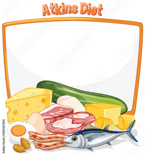 Low-Carb Foods for Atkins Diet Illustration
