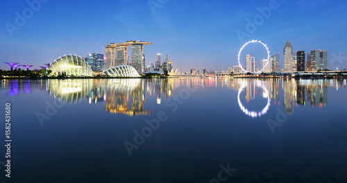 Photography Singapore city skyline at night