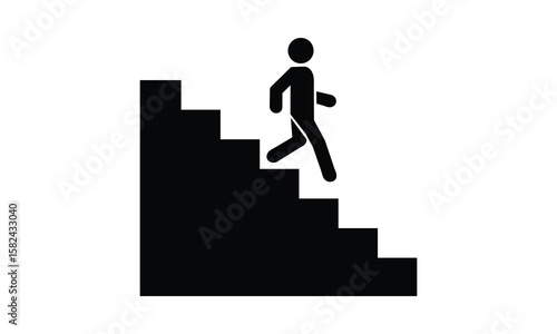 Stairs icon vector, Down Stairs. Downstairs icon sign. Walking down staircase or stairs sign flat vector icon, Downstairs icon isolated sign symbol vector. EPS 10 . 