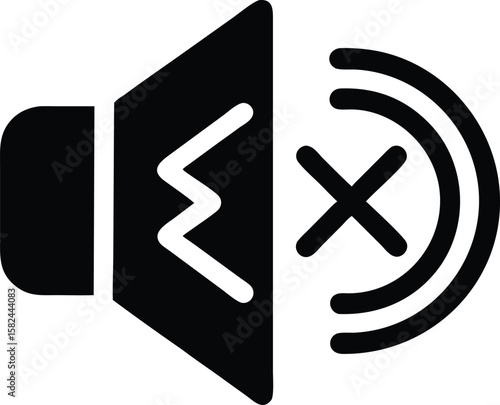 Mute icon black and white graphic