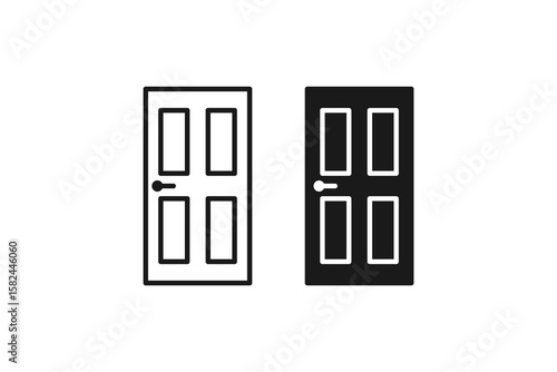 door icon line and flat design