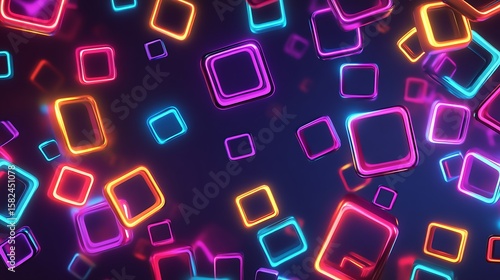 Wallpaper Mural Abstract neon squares in motion Torontodigital.ca