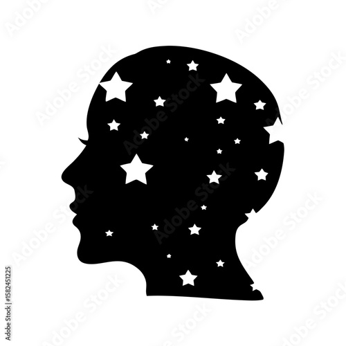 Galaxy-Filled Human Face Silhouette PNG – Double Exposure Star Profile Art with Transparent Background