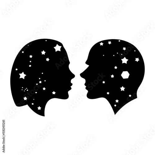 Galaxy-Filled Human Face Silhouette PNG – Double Exposure Star Profile Art with Transparent Background