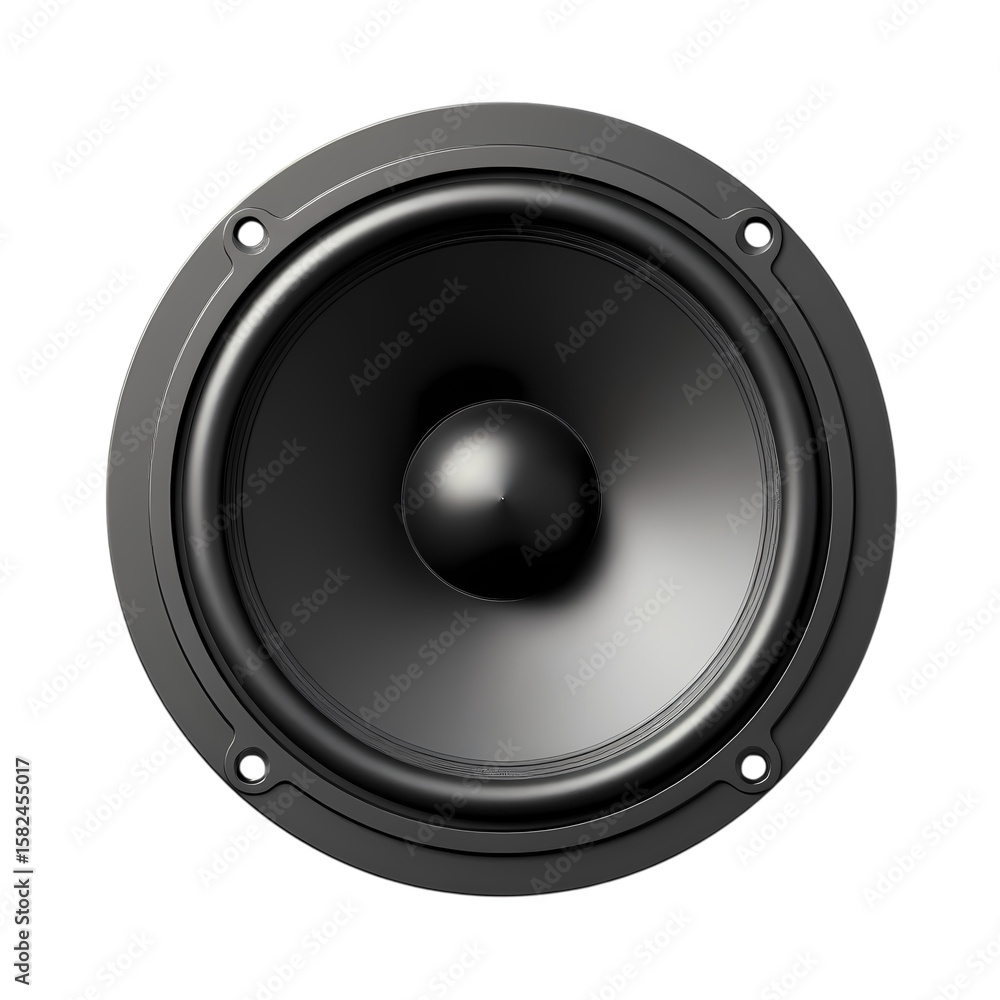 Close up of a black speaker isolated on transparent background Close up of a black speaker isolated on transparent background