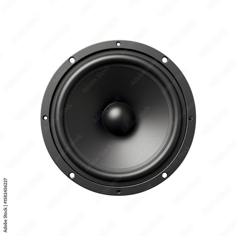 Close up of a black speaker isolated on transparent background Close up of a black speaker isolated on transparent background