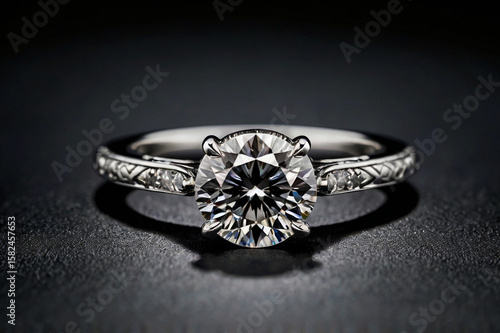Sparkling diamond engagement ring with intricate band jewelry precious