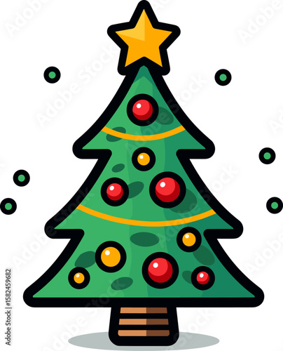 Festive Christmas Tree Graphic for Holiday Cheer and Celebration
